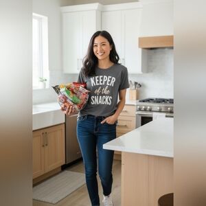 Women's Charcoal Tee - Keeper of the Snacks